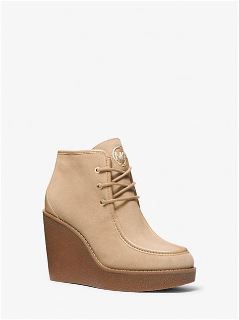 michael kors wedge rain boots|Michael Kors suede wedge boots.